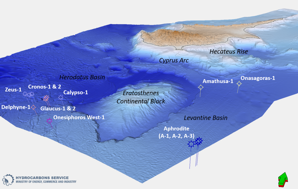 3D illustration of the seabed in the Cyprus EEZ